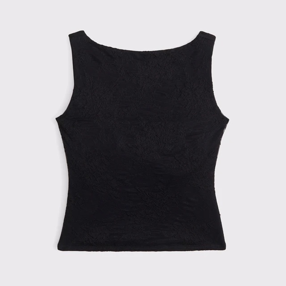 Abercrombie & Fitch Bra-Free Lace Scoop Back Slash Top Black